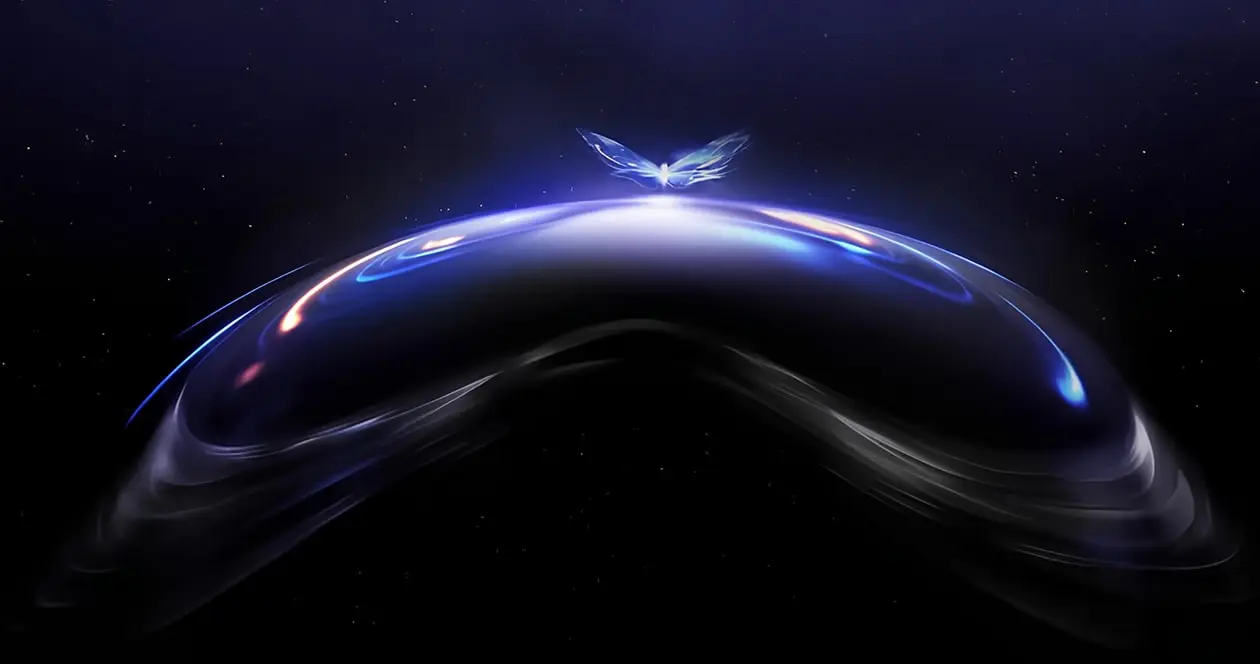 Pico Space Pro teaser: winged light emblem above the curved visor silhouette, shown ahead of its Q4 2026 release